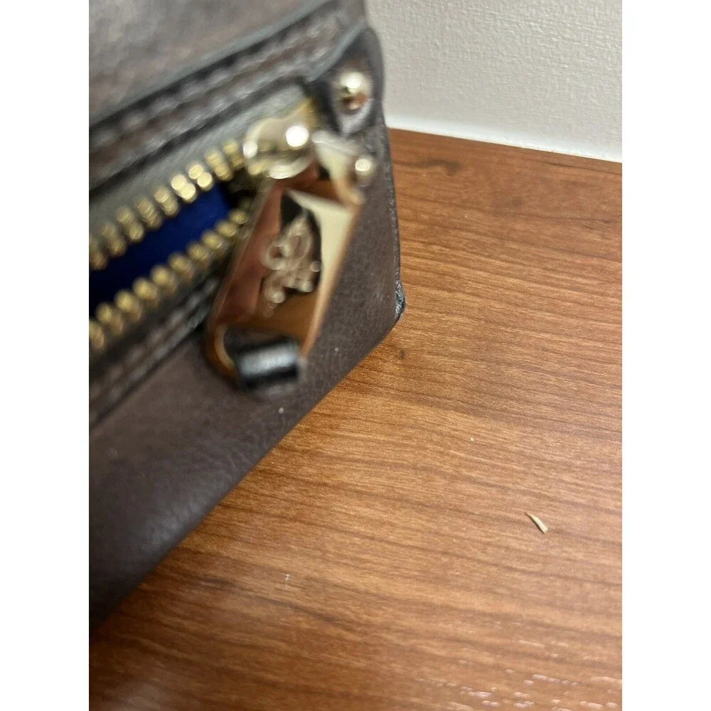 Cole Haan Women’s Silver Bronze Zip Around Leather Wristlet Wallet